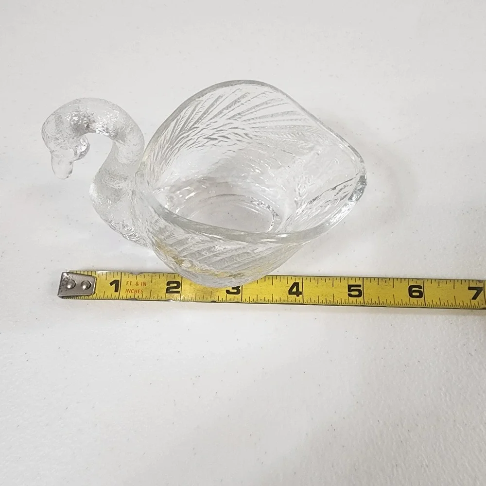 Vintage L.E. Smith Glass Swan Candy Trinket Dish bathroom vanity decor